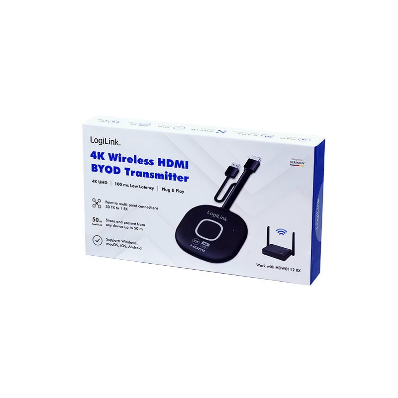 LogiLink Wireless HDMI BYOD siųstuvas, skirtas HDW0112, 1080p@60Hz, 50m veikimo nuotolis, Plug & Play
