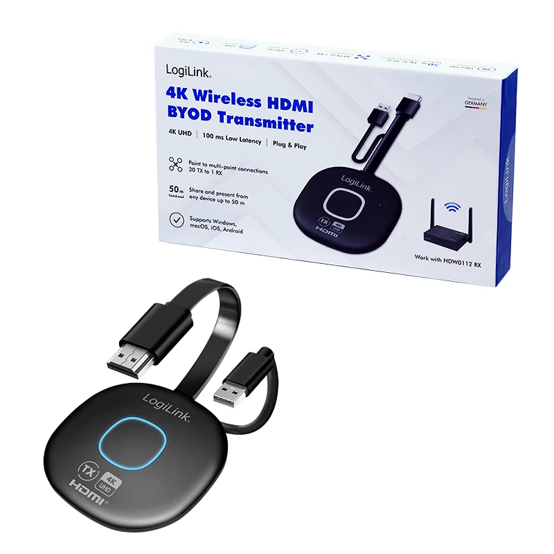 LogiLink Wireless HDMI BYOD siųstuvas, skirtas HDW0112, 1080p@60Hz, 50m veikimo nuotolis, Plug & Play