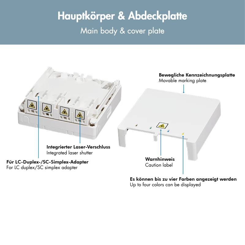 LOGILINK FTTH Termination Box FB1007, 4 prievadai, montavimui ant sienos arba DIN bėgio, baltas