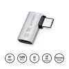 LogiLink USB4 Type-C 90° adapteris, C/M į C/F, 40 Gbps, 240W, 8K/60Hz, aliuminis, sidabrinis