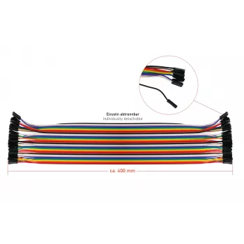 Kabelmeister 40 kontaktų šuoliukų rinkinys, 3 juostos (vyras-vyras, moteris-moteris, vyras-moteris), 20 cm, 24 AWG, vaivorykštės spalvų, skirtas Arduino, Raspberry Pi, maketavimo plokštei