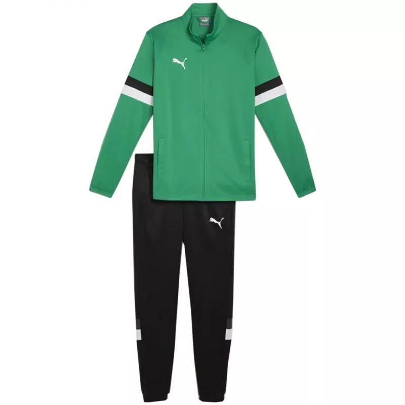 PUMA vyriškas Team Rise treniruočių kostiumas – pipirų žalia ir Puma juoda, S dydis