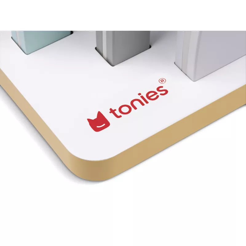 TONIES Mini Standregal - Haus 11003995 (rožinė) - rožinė namo formos MDF stelažinė lentyna su 2 lentynomis, 3 skyriais, vaikų kambariui, darželiui, EN 71 sertifikuota