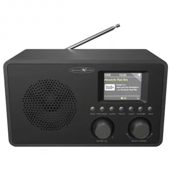 Reflexion HRA1824DAB+ DAB+ ir FM radijo laikrodis su Bluetooth, dvigubu žadintuvu, mediniu korpusu - juodas