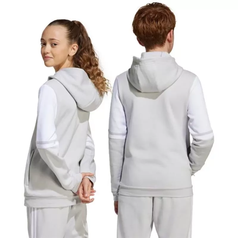 adidas Squadra 25 vaikiškas gobtuvas su užtrauktuku pilkas JD4808 140cm