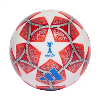 adidas Women's UCL 25/26 Final lygos futbolo kamuolys, 4 dydis, baltas/raudonas JW1326
