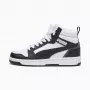 PUMA Rebound V6 Mid vaikiški sportbačiai balti juodi 393831 01 39 dydis
