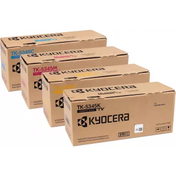 Kyocera Original TK-5345 tonerų rinkinys 4 vnt. – juoda, žydra, rausvai raudona, geltona, didelės išeigos, skirta ECOSYS M5526cdw/P5026cdw