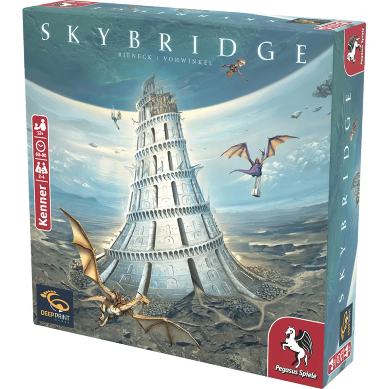 PEGASUS Deep Print Games: Skybridge – strateginis stalo žaidimas 2-4 žaidėjams, 10+ metų, 60-90 min., miesto statymo ir tinklų mechanika, daugiakalbis (EN/DE)