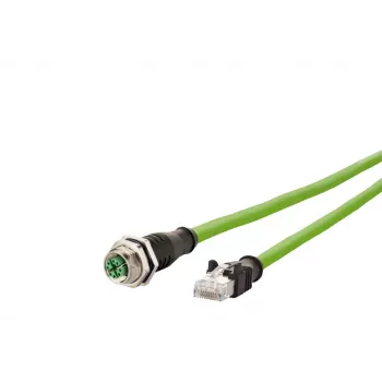 METZ CONNECT 142M2X25100 pramoninis Ethernet kabelis - 10 m Cat 6a S/FTP, M12 X-kodavimo kištukas į RJ45 kištuką, halogenų neturinti žalia