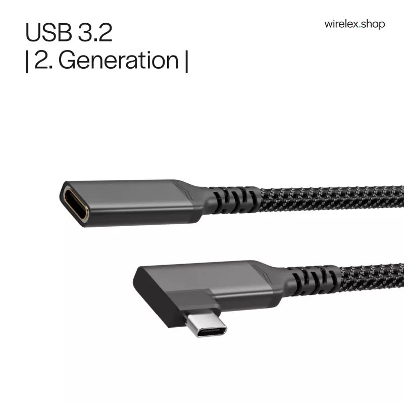 ShiverPeaks USB-C prailginimo laidas USB-C/C 3.2 PD 90° - laidas - skaitmeninis/duomenų