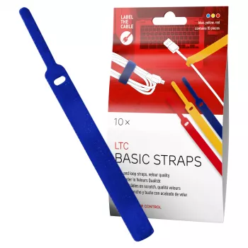 LABEL THE CABLE LTC BASIC STRAPS lipnūs kabelių raiščiai, 17 cm, 10 vnt., įvairių spalvų (mėlyna, geltona, raudona)
