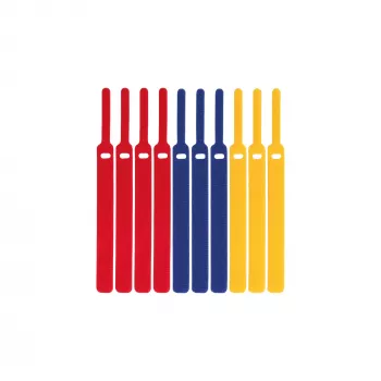 LABEL THE CABLE LTC BASIC STRAPS lipnūs kabelių raiščiai, 17 cm, 10 vnt., įvairių spalvų (mėlyna, geltona, raudona)