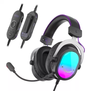 FIFINE H16 7.1 erdvinio garso RGB žaidimų ausinės - juodos