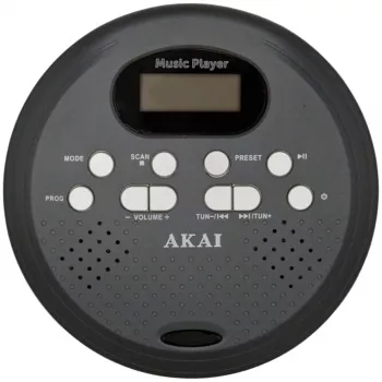 AKAI ACDP-200 PLUS nešiojamas CD grotuvas su 40s apsauga nuo šuolių, DBBS, USB maitinimu, juodos spalvos