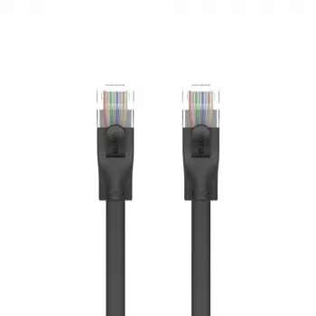 UNITEK Cat.6 UTP plokščias patch laidas 10m juodas RJ45 Snagless Gigabit Ethernet