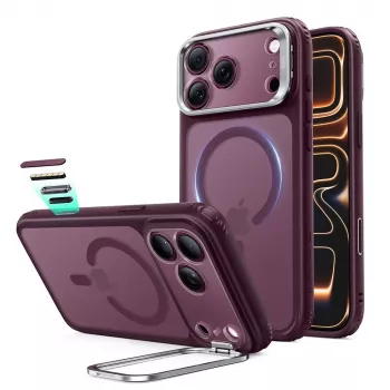ESR Classic Hybrid Kickstand MagSafe dėklas, skirtas iPhone 17 Pro Max / 18 Pro Max - matinis tamsiai bordo spalvos