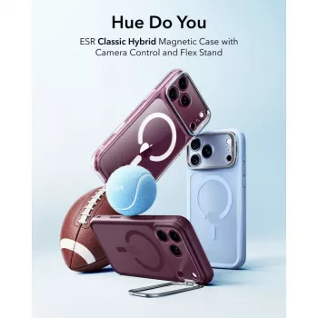 ESR Classic Hybrid Kickstand MagSafe dėklas, skirtas iPhone 17 Pro Max / 18 Pro Max - matinis tamsiai bordo spalvos