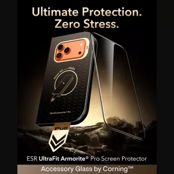 ESR UltraFit Armorite Pro grūdinto stiklo ekrano apsauga, skirta iPhone 17 Pro Max / 18 Pro Max - juoda