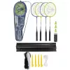 Dunlop Nitro 4 badmintono rinkinys - 4 grūdinto plieno raketės, 3 nailono volanai, krepšys