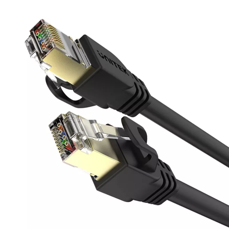 UNITEK Cat.7 S/FTP 2,0 m Ethernet patch kabelis, 10Gbps, 600MHz, auksu dengti RJ45, juodas
