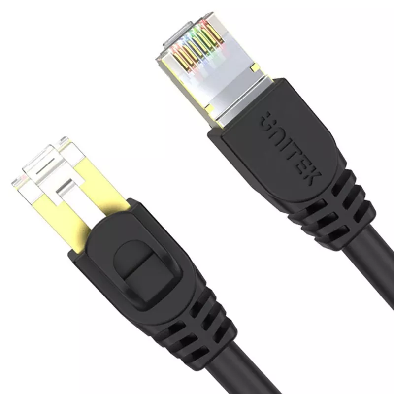 UNITEK Cat.7 S/FTP 2,0 m Ethernet patch kabelis, 10Gbps, 600MHz, auksu dengti RJ45, juodas