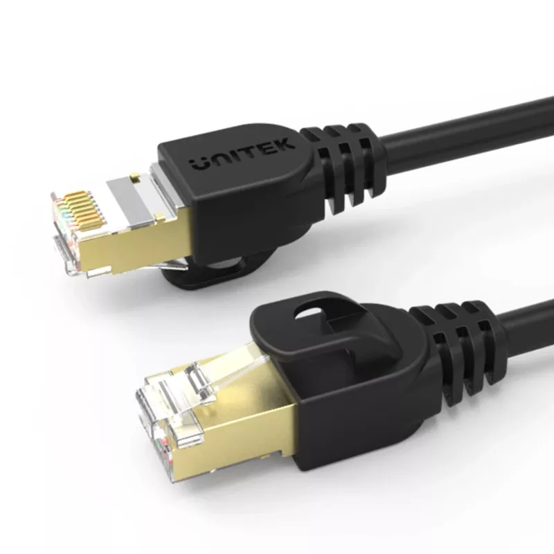 UNITEK Cat.7 S/FTP 2,0 m Ethernet patch kabelis, 10Gbps, 600MHz, auksu dengti RJ45, juodas