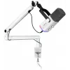 FIFINE TAM8W dinaminis XLR/USB podcast mikrofonas su stovo ranka, baltas
