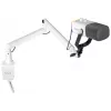 FIFINE TAM8W dinaminis XLR/USB podcast mikrofonas su stovo ranka, baltas