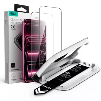 ESR Ultra-Fit Classic grūdinto stiklo apsauga 2 vnt. iPhone 17 Pro / 18 Pro - juoda