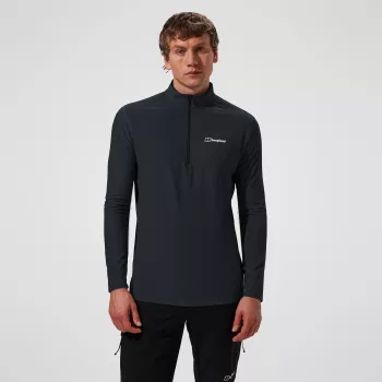 Berghaus 24/7 Tech Tee LS HZ vyriški ilgomis rankovėmis pusiau užtraukiamas marškinėliai, juodi