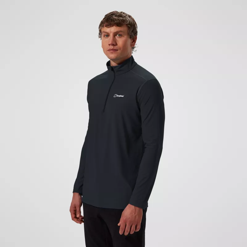 Berghaus 24/7 Tech Tee LS HZ vyriški ilgomis rankovėmis pusiau užtraukiamas marškinėliai, juodi
