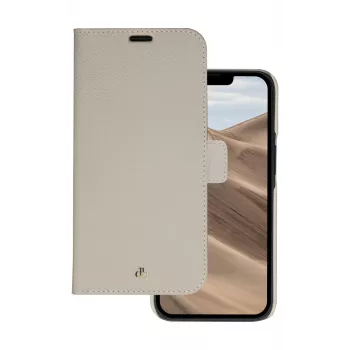 dbramante1928 New York 2-in-1 piniginės dėklas, skirtas iPhone 14 Pro, natūralios odos, Sand Dune spalvos