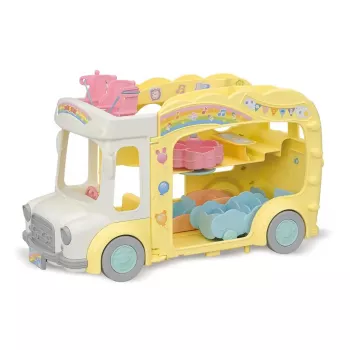 Sylvanian Families Adventure Kindergarten Bus Rainbow – vaikiškas autobusas su žaidimų aikštele