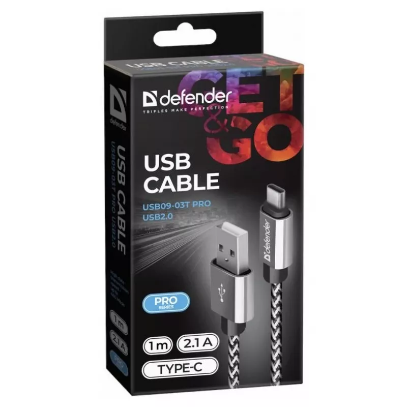 Defender USB-A į Lightning laidas 1,0 m 2,1A baltas
