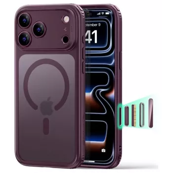 ESR Classic Hybrid MagSafe dėklas, skirtas iPhone 17 Pro Max / 18 Pro Max – matinis tamsiai bordo