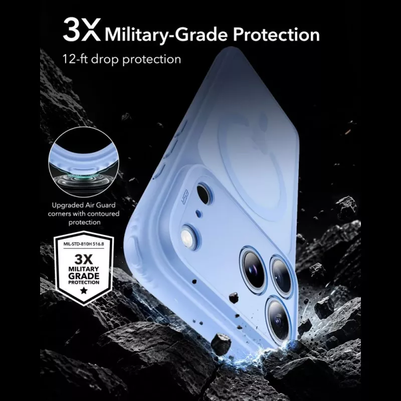 ESR Classic Hybrid MagSafe dėklas, skirtas iPhone 17 Pro Max / 18 Pro Max – matinė šviesiai mėlyna spalva
