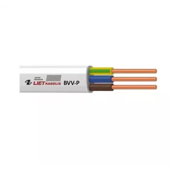 BVV-P 2x2,5 mm² baltas PVC plokščias elektros kabelis, 25 m ritė, 450/750 V