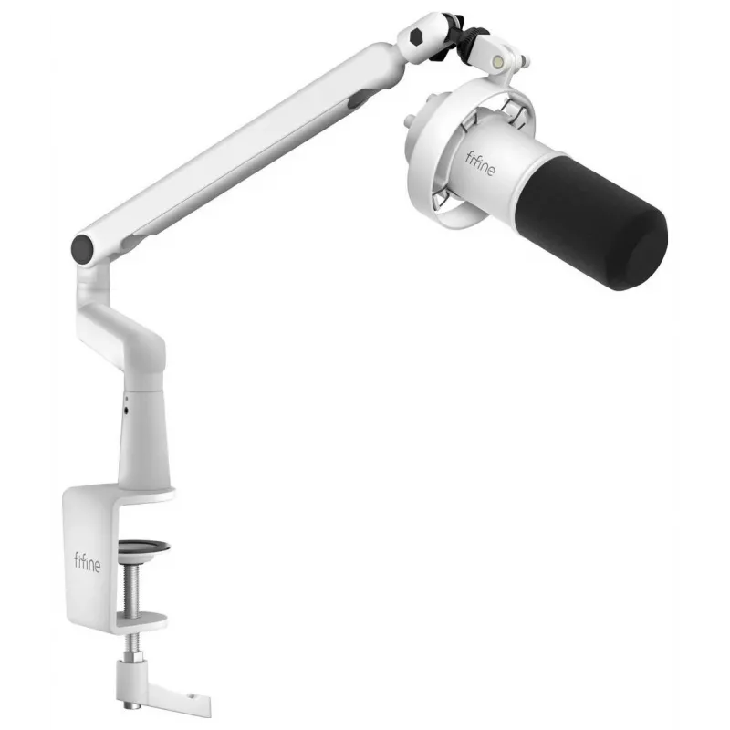 FIFINE T688W dinaminis mikrofonas su stovo ranka, USB/XLR, baltas