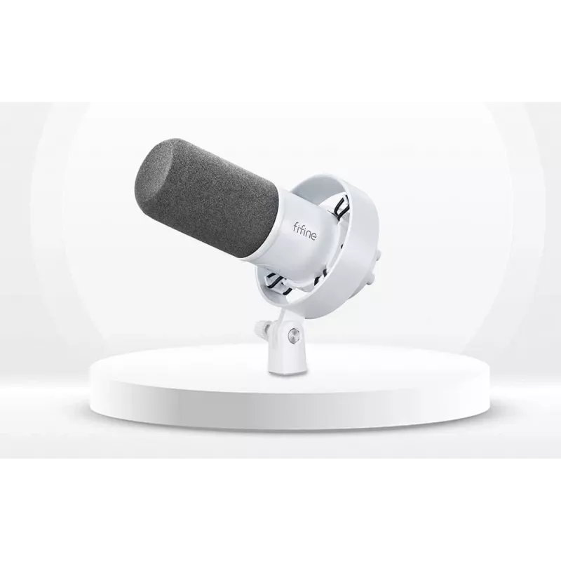 FIFINE T688W dinaminis mikrofonas su stovo ranka, USB/XLR, baltas