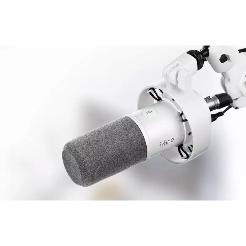 FIFINE T688W dinaminis mikrofonas su stovo ranka, USB/XLR, baltas