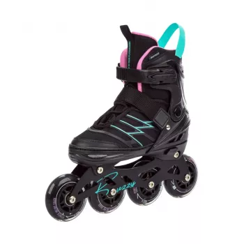 Meteor Buzzy reguliuojami riedučiai Black-Pink-Mint EU 34-38