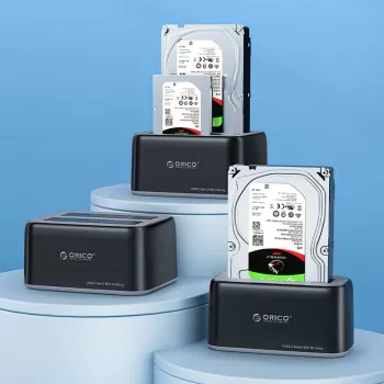 ORICO 6819C3 dviejų lizdų USB 3.0 SATA doko stotelė, 2,5/3,5 colio HDD/SSD – juoda