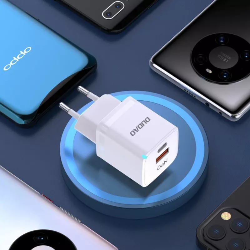 DUDAO A13Pro EU GaN 33W PPS USB-C/USB sieninis įkroviklis - baltas
