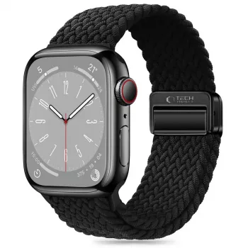 Tech-Protect Nylon Magnetic Loop Strap, skirta Apple Watch 8/9/10/11/SE/Ultra (44/45/46/49 mm), juoda