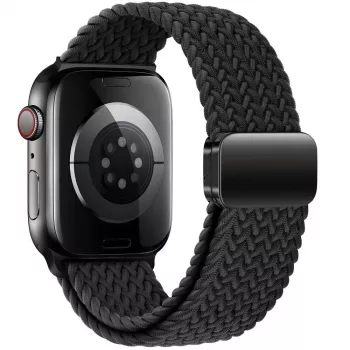 Tech-Protect Nylon Magnetic Loop Strap, skirta Apple Watch 8/9/10/11/SE/Ultra (44/45/46/49 mm), juoda