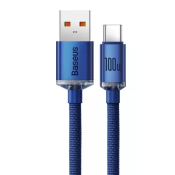Baseus USB-A į USB-C Crystal Shine laidas 100W 1,2 m mėlynas