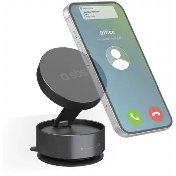 SBS TESUPSUCTIONMAG magnetinis stovo telefonui su pritvirtinimu prie stalo, juodas