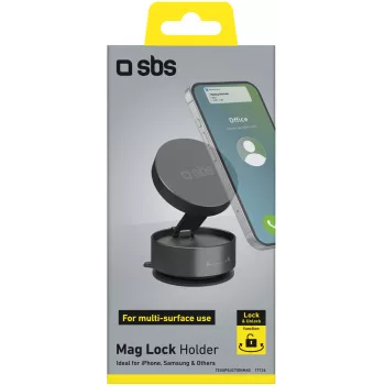 SBS TESUPSUCTIONMAG magnetinis stovo telefonui su pritvirtinimu prie stalo, juodas