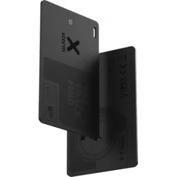 Xtorm WalletTag (iOS ir Android) – itin plona Bluetooth sekimo kortelė, skirta Apple Find My ir Google Find My Device, IP67 atspari vandeniui, įkraunama, juoda